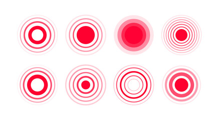 Pain red circle. Human pain. Painful target mark. Vector stock illustration.