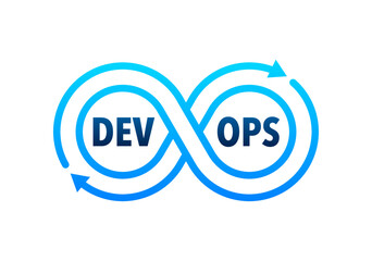 Devops software development methodology. Dev Ops Software. Vector stock illustration. - obrazy, fototapety, plakaty