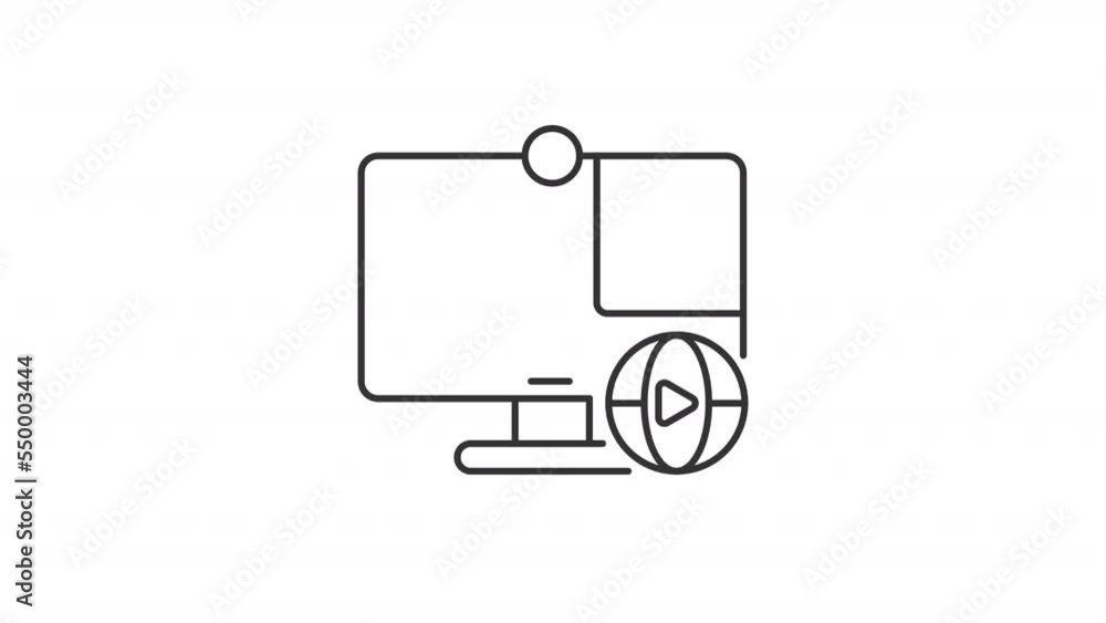 Poster animated web conference linear icon. video call duration. communication on internet. seamless loop h