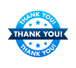 Thank you green label on white screen. Vector stock illustration.