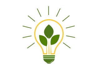 Light bulb with green leaf icon (tree) eco energy illustration symbol ecology lamp vector