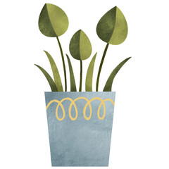 A watercolour illustration of a pot plant