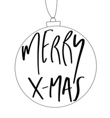 Christmas ball illustration with merry xmas lettering