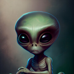 Portrait of an alien. 3d illustration of an extraterrestrial.
