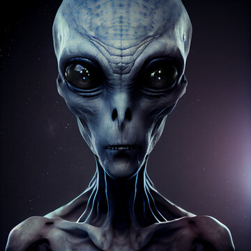 Portrait of an alien. 3d illustration of an extraterrestrial.