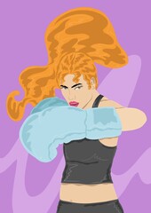 Woman wearing boxing gloves