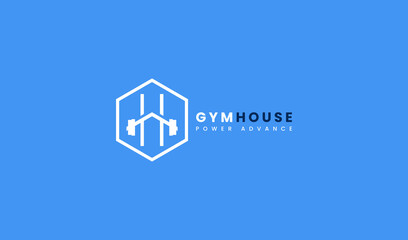 Initial letter H gym house, barbel, logo design template element.