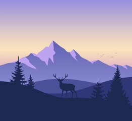 landscape with deer