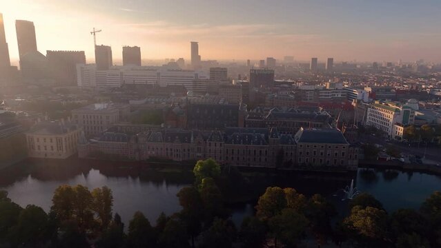 The Binnenhof in Den Haag in an aerial shot. Netherlands