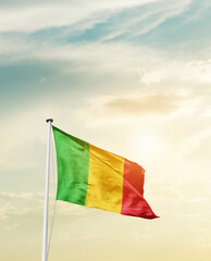 Waving Flag of Mali with beautiful Sky.