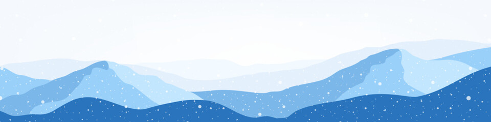 Snowy mountains panoramic view abstract illustration