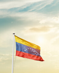 Waving Flag of Venezuela with beautiful Sky.