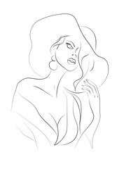 Elegant woman line drawing art 