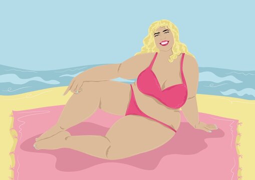 Curvy girl posing in swimwear