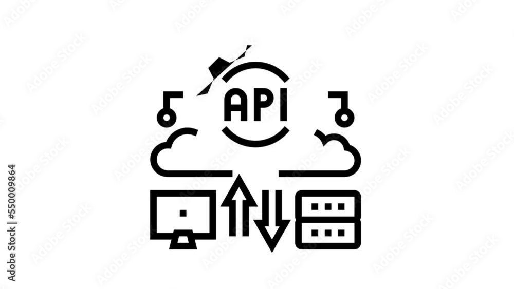 Poster api digital technology line icon animation
