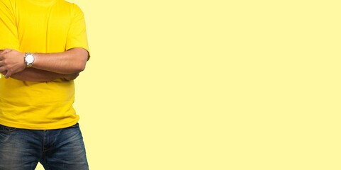 Prostate Cancer concept, Man posing on background