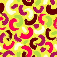 Dry Brush Strokes Colorful Seamless Pattern. Hand Drawn Artwork Abstract Vector Background