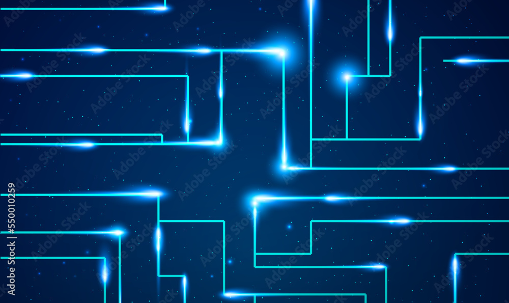 Poster abstract futuristic circuit board, illustration high computer technology dark blue color background.