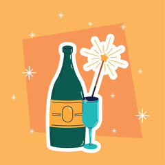 champagne bottle and cup celebration