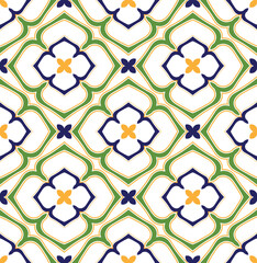 Abstract Floral Ottoman Style Ceramic Aztec Tile Moroccan Vector Seamless Pattern Porcelain Concept Perfect for Allover Fabric Print Trendy Fashion Colors