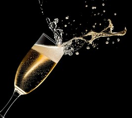 AI-generated Image Of A Glass Of Champagne With A Black Background