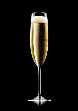 AI-generated Image Of A Glass Of Champagne With A Black Background