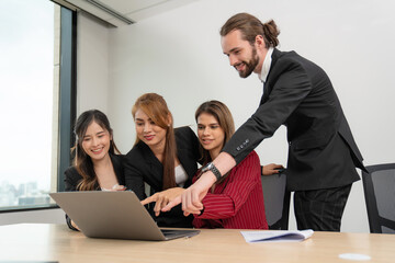 Group of professional business people are working in conference room, Smiling businesspeople having a discussion in an office