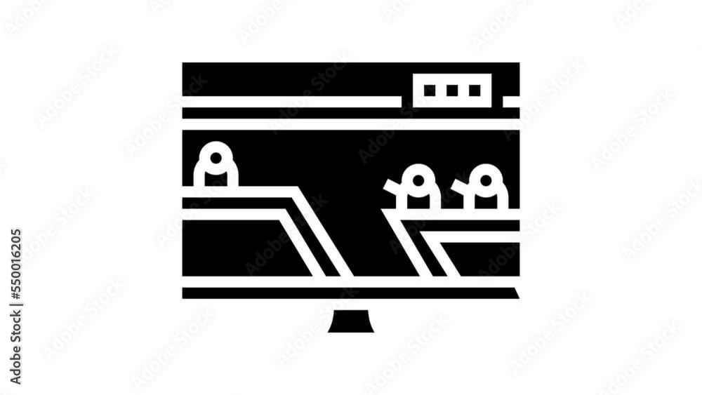 Poster action platform video game line icon animation
