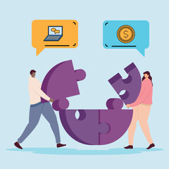 couple with marketing icons