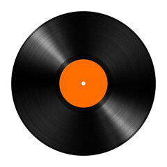 Orange vinyl record isolated on white background