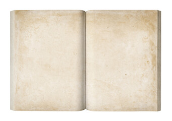 Vintage open book isolated on white background