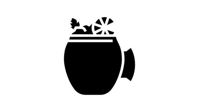 moscow mule cocktail glass drink line icon animation