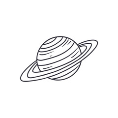 Saturn planet icon isolated on white background.  Astronomy, space doodle.Vector