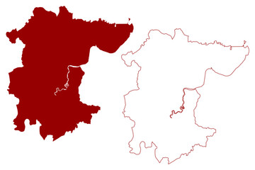 Stockton-on-Tees Borough and unitary authority (United Kingdom of Great Britain and Northern Ireland, ceremonial county Durham and North Yorkshire, England) map vector illustration, scribble sketch
