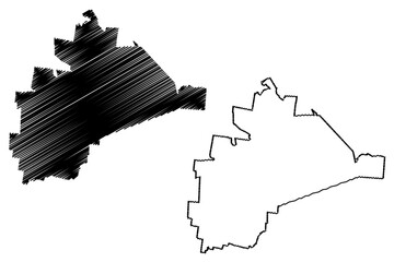El Llano municipality (Free and Sovereign State of Aguascalientes, Mexico, United Mexican States) map vector illustration, scribble sketch El Llano map