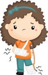 a vector of a kid with broken bones