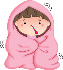 a vector of a kid having flu
