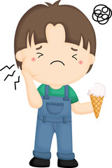 a vector of a kid having a toothache