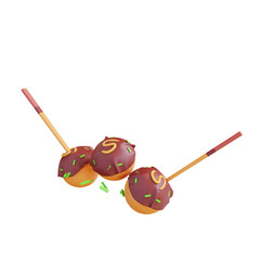 3D illustration Japanese's takoyaki food