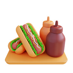 3D illustration of hotdog