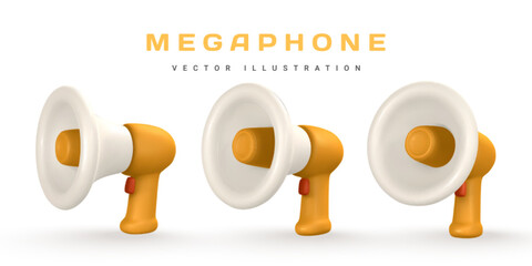 3d cartoon megaphone. Speaking trumpet. Vector illustration
