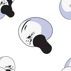 Seamless pattern in the shape of a mushroom. Different fly agarics. A pattern of fly agarics. A set of ingredients for a witch's potion. Cartoon style. Design for textiles.