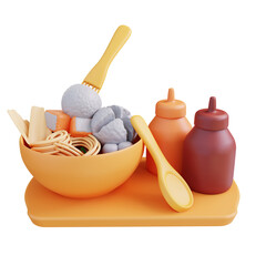 3D illustration meatball food