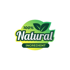 100% natural ingredients label logo isolated on white background