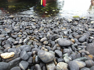 Black stones on the beach