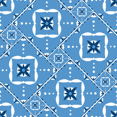 Mediterranean tile pattern vector seamless. Portuguese azulejos, mexican talavera, spanish, italian sicily majolica or moroccan ceramic. Texture for wallpaper or background