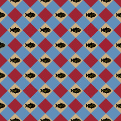 fish check plaid pattern. red and blue color checkered gingham background. Can be use for any card, print, paper, backdrop, wrapping, fabric, tablecloth.