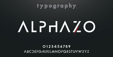 ALPHAZO Sports minimal tech font letter set. Luxury vector typeface for company. Modern gaming fonts logo design.