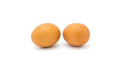 two fresh chicken egg on white background