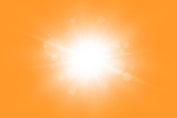 Solar rays.Warm sun on a yellow background. Leto.bliki. 